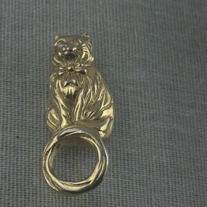 Vintage Kitty Cat Brooch Pin Rhinestone‎ Eyes Gold Tone Avon eyeglass holder